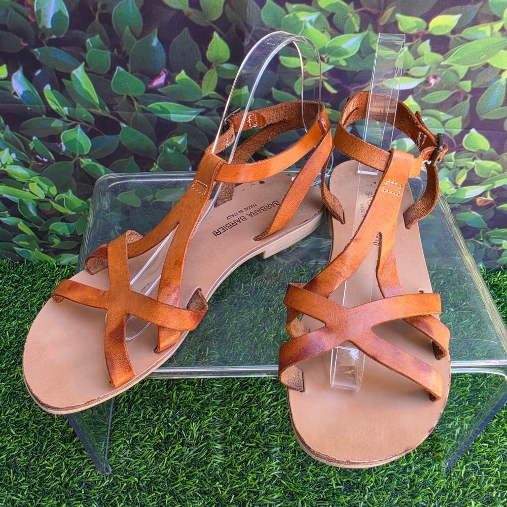 Barbara Barbieri Made in Italy Brown Leather Strappy Gladiator Sandals Women 7
